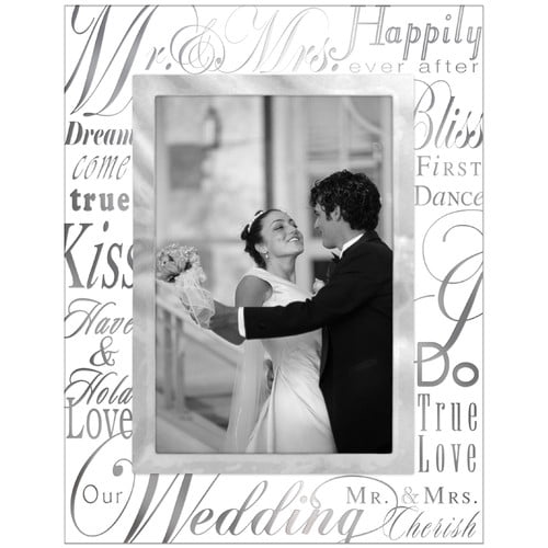 5x7 Malden International Designs Wedding Mr and Mrs Wooden Picture Frame Cream 